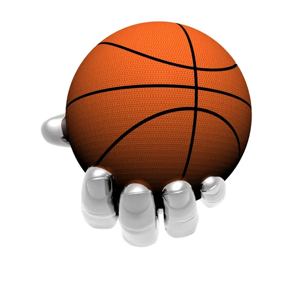 Hand with basket ball isolated on a whit — Stock Photo, Image