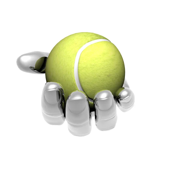 Hand with tennis ball — Stock Photo, Image