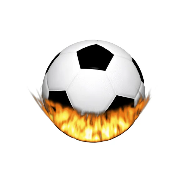 Bola de futebol de fogo isolada em um branco — Fotografia de Stock
