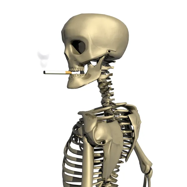 Crânio 3D com cigarro — Fotografia de Stock