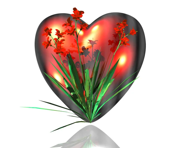 Rood glas liefde hart — Stockfoto