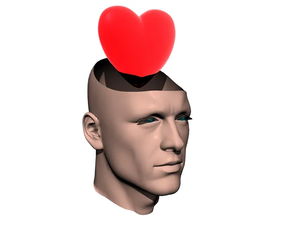 3D män knäckt huvud med hjärta — Stockfoto
