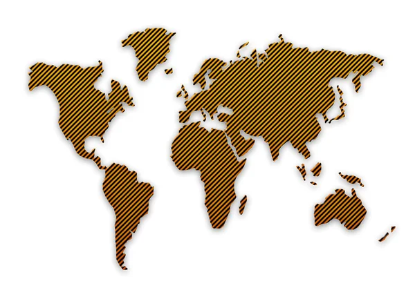 Silhueta mapa do mundo isolado em branco — Fotografia de Stock