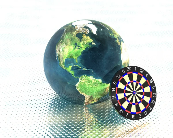 3D earth with darts — Stock Photo, Image
