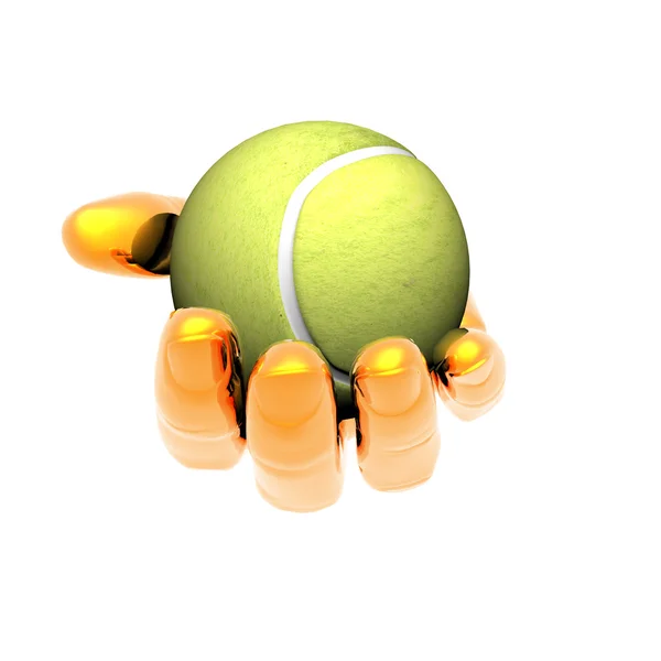 Mão com bola de tênis — Fotografia de Stock
