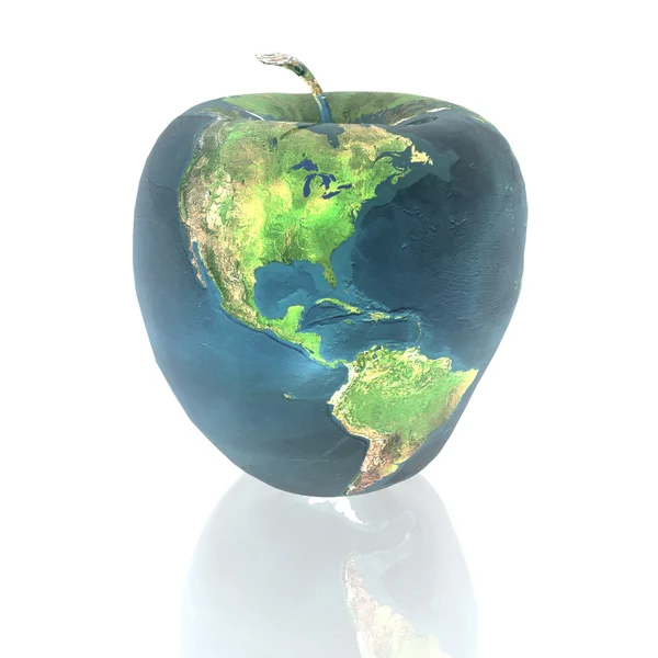 Яркое яблоко с земной текстурой — стоковое фото