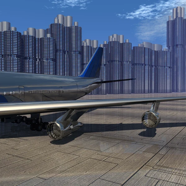 青い空と旅客機 — ストック写真
