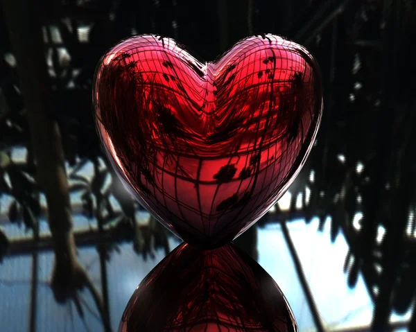 Amor rojo corazón 3D — Foto de Stock