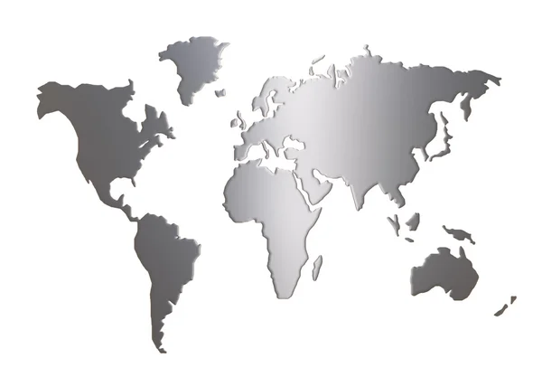 Силует світової карти ізольовано на білому — стокове фото
