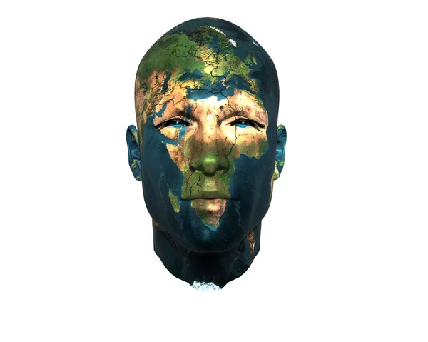 3D twarzy ludzi z tekstury ziemi — Zdjęcie stockowe