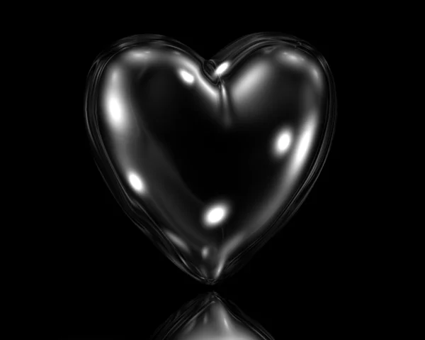 Black glass love heart — Stock Photo, Image