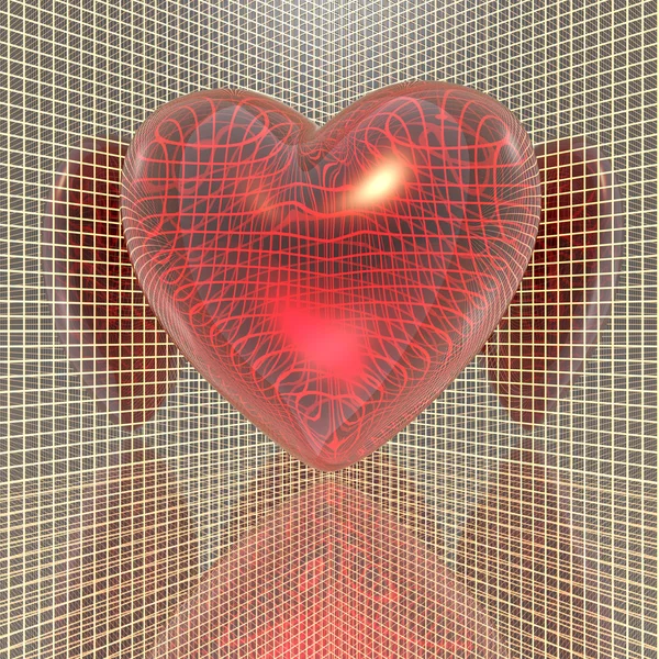 Red heart on a grid background — Stock Photo, Image