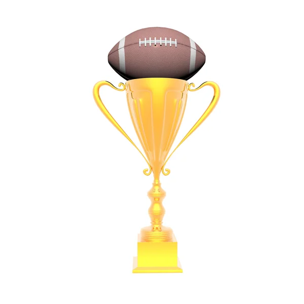 Copo de troféu com futebol isolado em um w — Fotografia de Stock