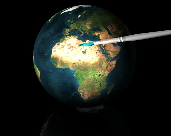 ブラシが付いている 3 d 地球 — ストック写真