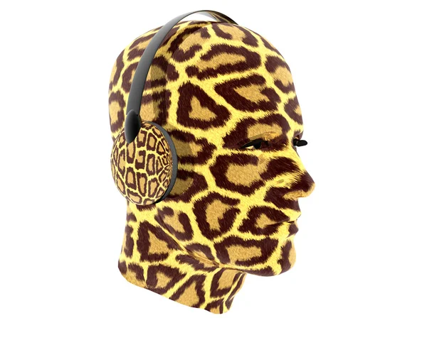 3D uomini con texture viso con cuffie — Foto Stock