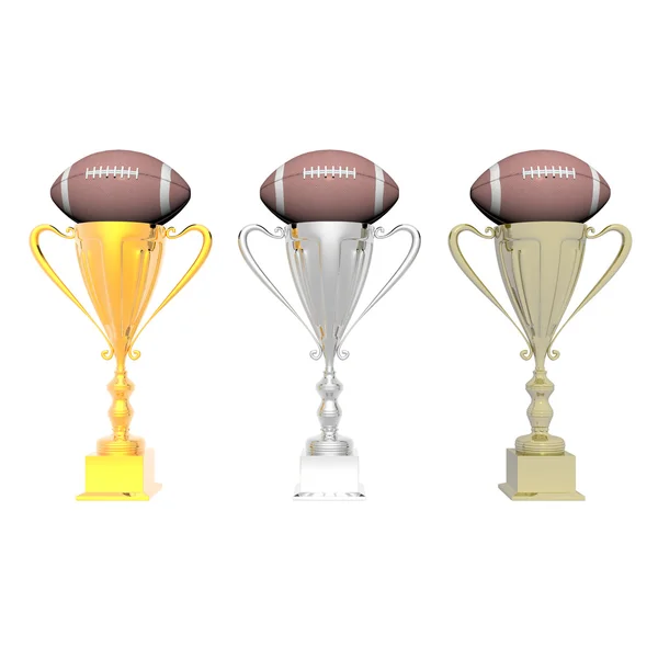 Trophy cup med fotboll isolerad på en w — Stockfoto