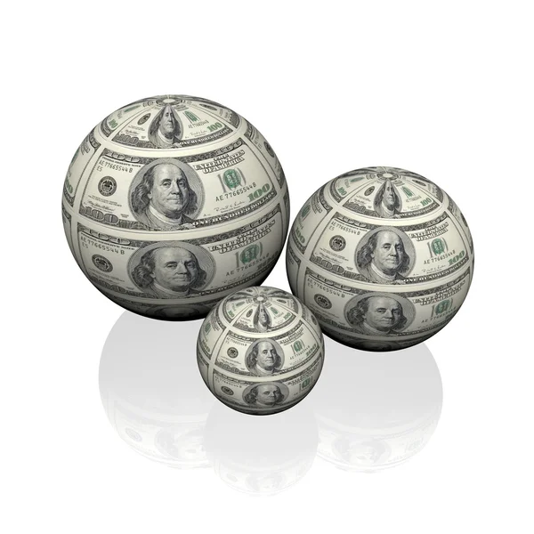 Orbs with 100 us dollar notes — Stock Photo, Image