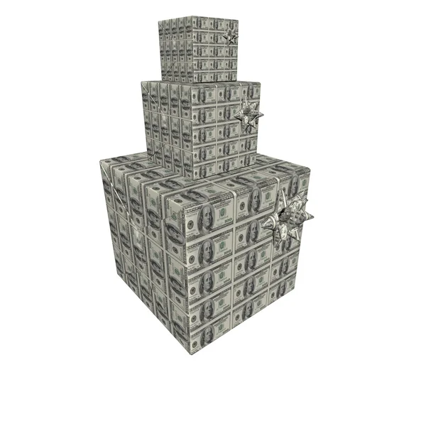 Geschenke Schachtel Pyramide mit uns Dollar-Schein te — Stockfoto