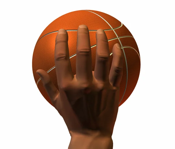 3D hand med korg bollen isolerad på en w — Stockfoto