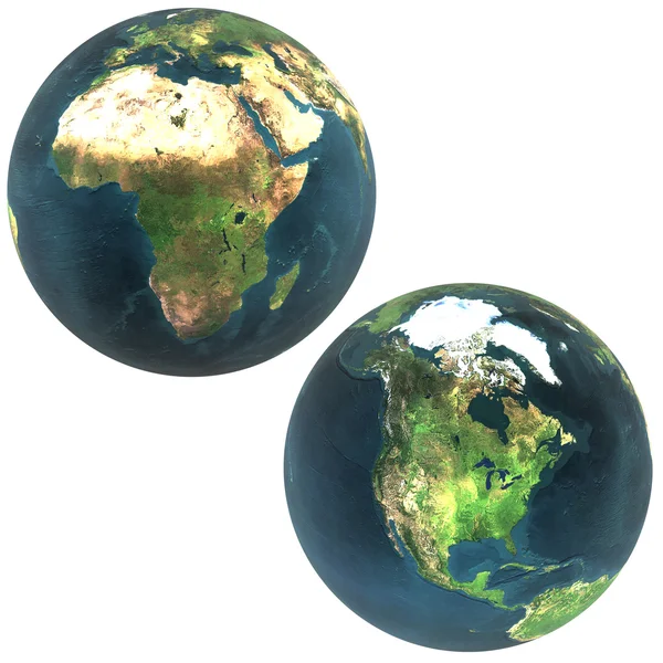 3D κόσμο Αφρική και τη Βόρεια Αμερική — Φωτογραφία Αρχείου