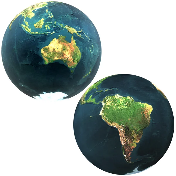 3D świata Australii i Ameryki Południowej — Zdjęcie stockowe