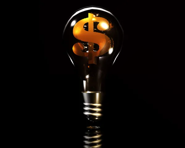 3D lampa s zlatý znak dolaru — Stock fotografie