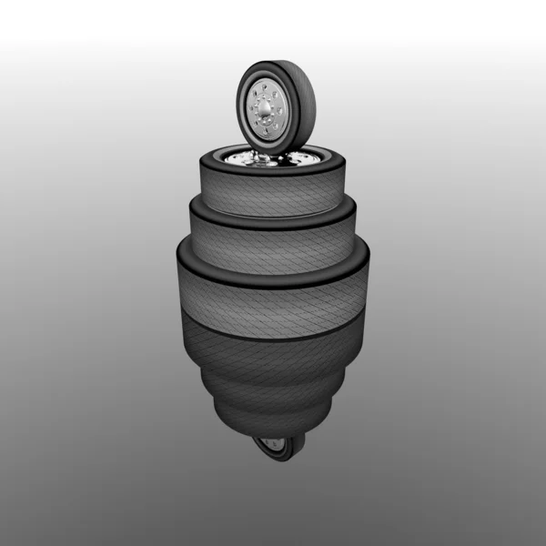 Roda de pneu sobre fundo cinzento — Fotografia de Stock