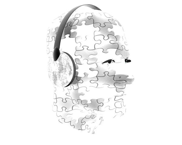 Férfi 3D-s texturált szembenéz-val a fejhallgató — Stock Fotó
