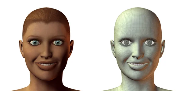 3D-Mädchen Gesicht mit Emotionen — Stockfoto