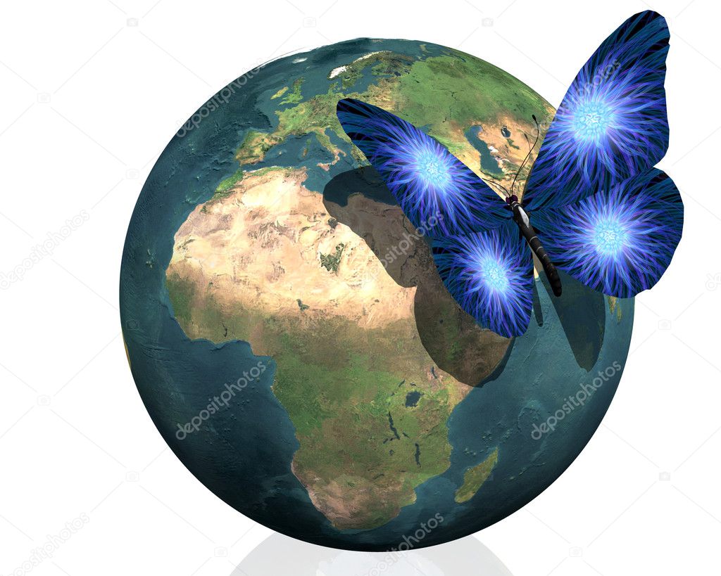 Earth with cool butterfly colorful creat