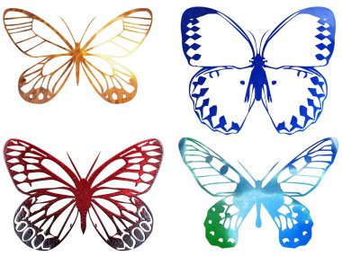 Bright metal butterfly isolated on white clipart