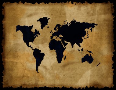 Old world map on grunge paper clipart