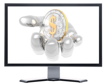 Monitor with metal screen clipart