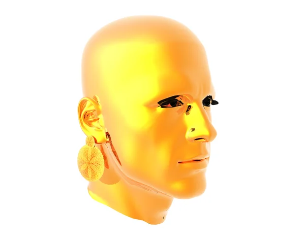 3D-mannen getextureerde hoofd met golden earring — Stockfoto