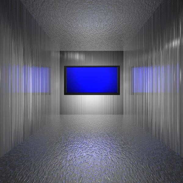 Plochý lcd monitor s modrou obrazovkou — Stock fotografie