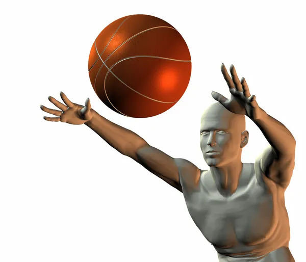 Cyber boy with basket ball — стокове фото