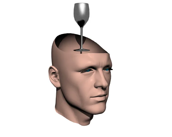 3D men cracked head with glass — Stock Photo, Image