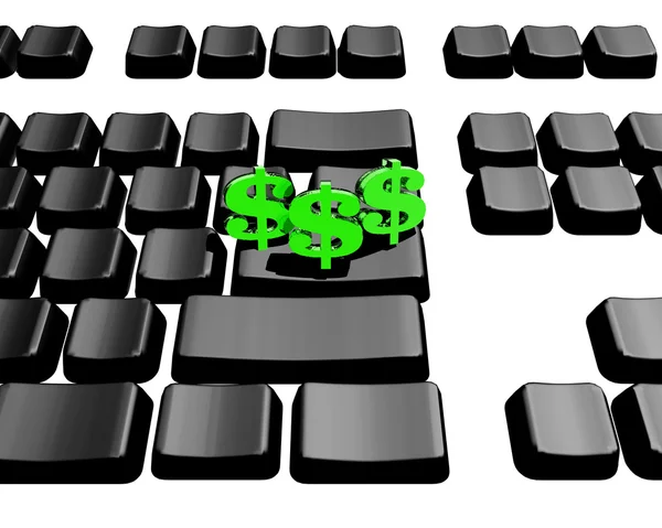 Keyboard with green us dollar — Stock Photo, Image