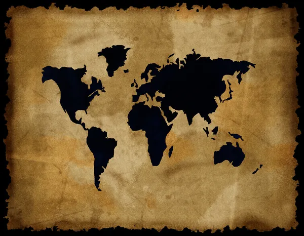 旧世界地图 grunge 纸上 — 图库照片