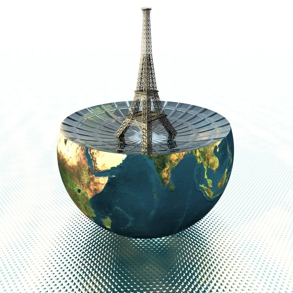 Eiffelturm auf der Hälfte der Erde — Stockfoto