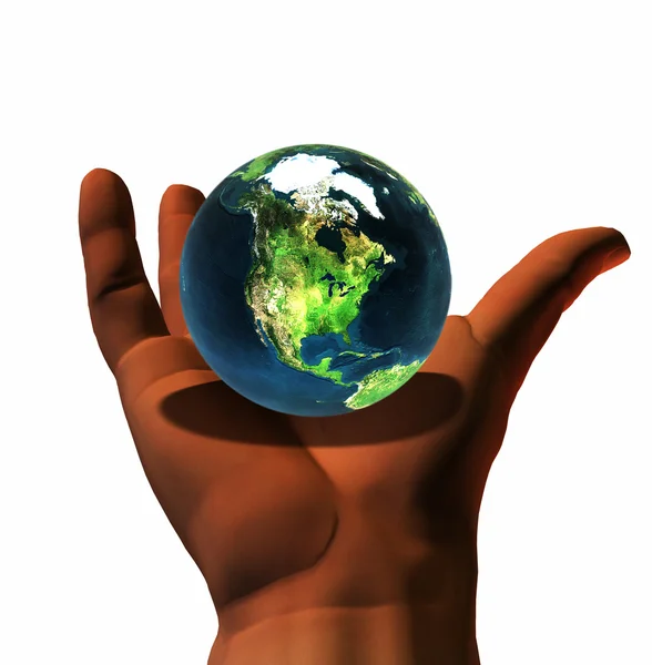 Terra 3D na mão 3D — Fotografia de Stock