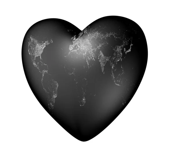 Herz mit schwarzer und weißer Erde — Stockfoto
