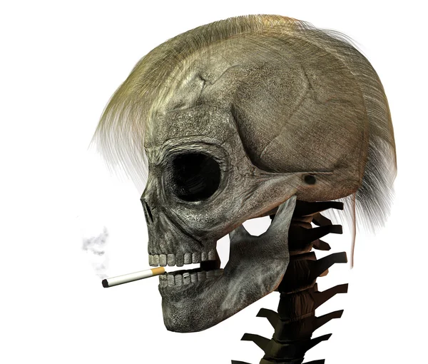 3D череп с сигаретой — стоковое фото