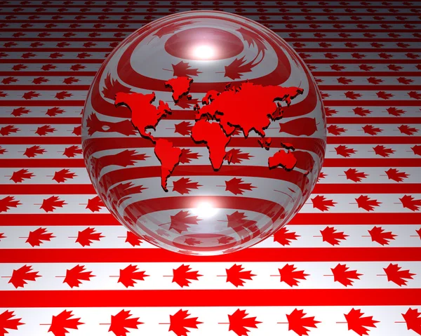 Model of world map with canadian flag — Stock Photo, Image