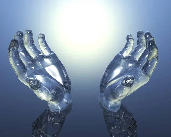 3D glass hands — Stock Photo, Image