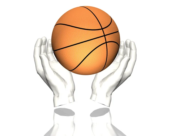 3d silver basketball isolated on a white — Stock Photo, Image