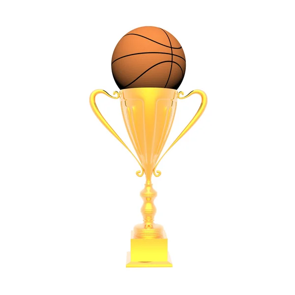 Copo de troféu com bola de cesta — Fotografia de Stock