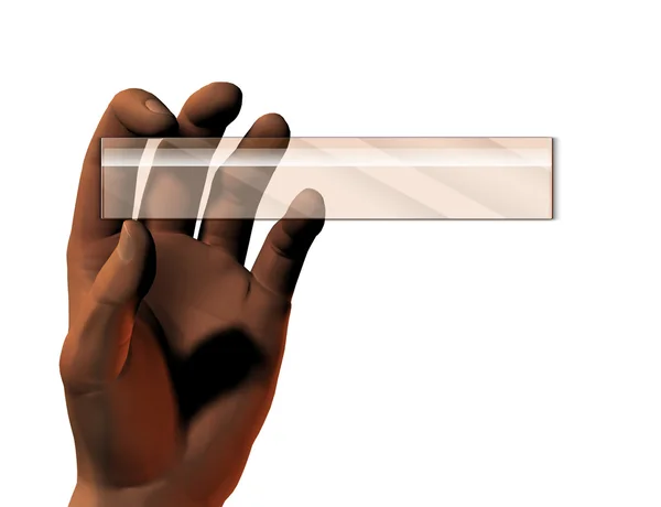 Mão com adesivo de vidro — Fotografia de Stock
