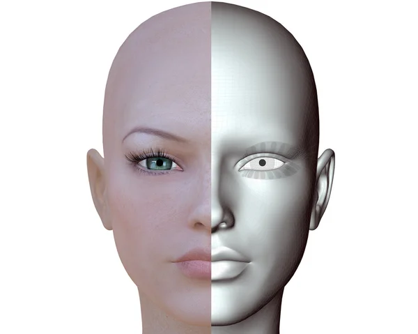 3D sanal kız yüz — Stok fotoğraf