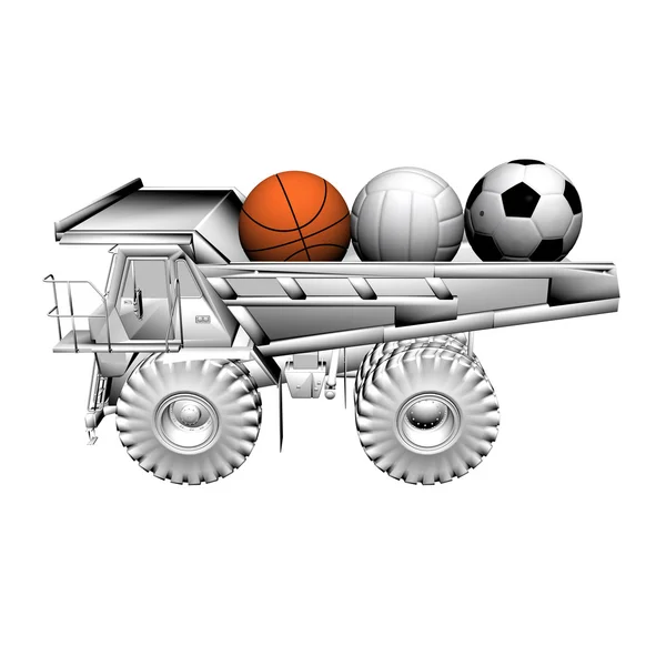 Lastbil och sport bollen — Stockfoto